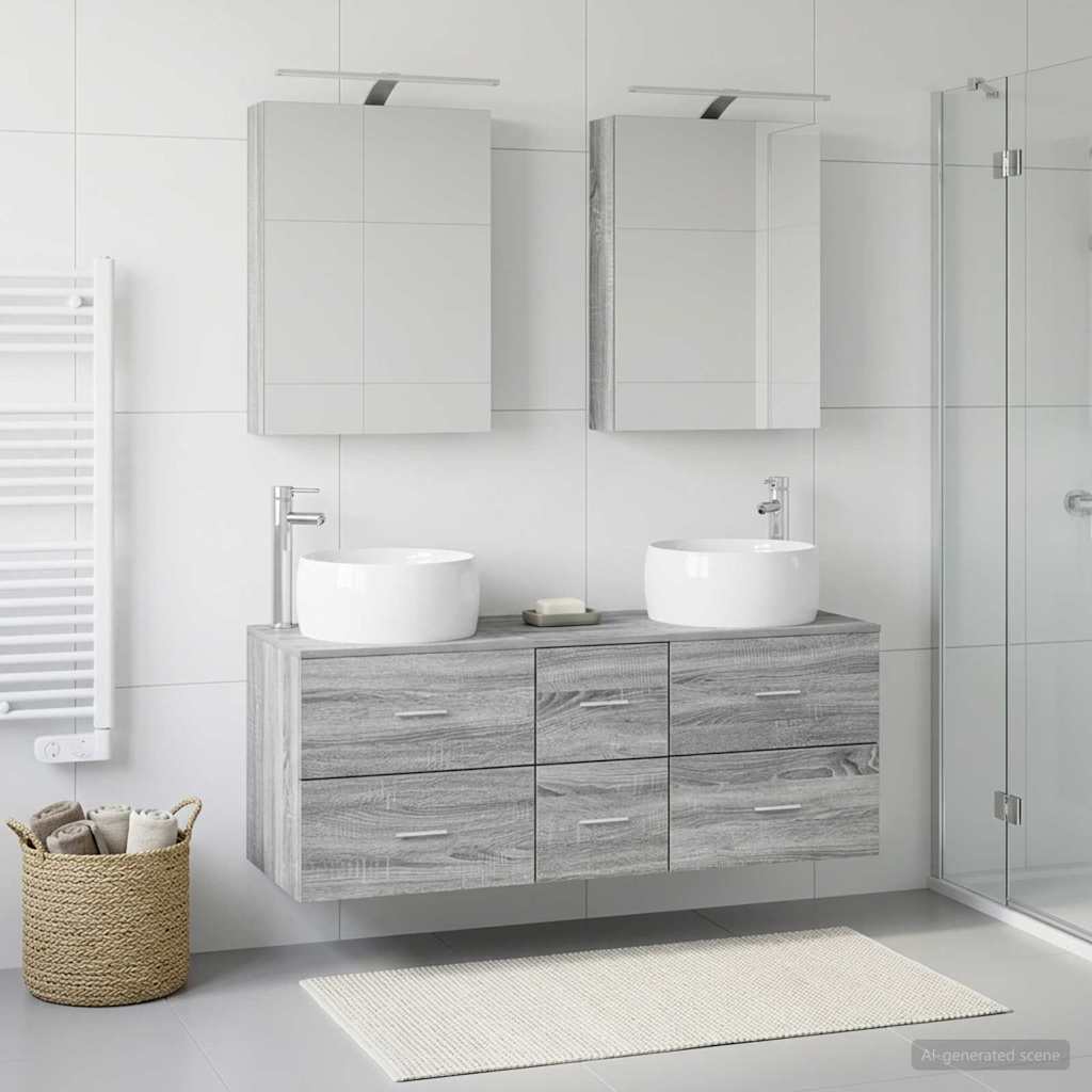Bathroom Furniture Set 5 pcs Grey Sonoma