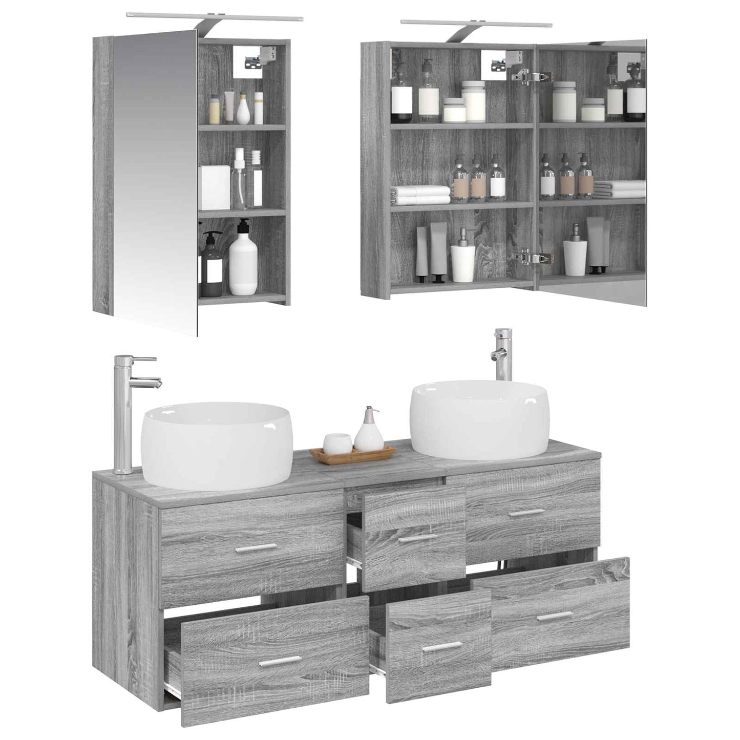 Bathroom Furniture Set 5 pcs Grey Sonoma