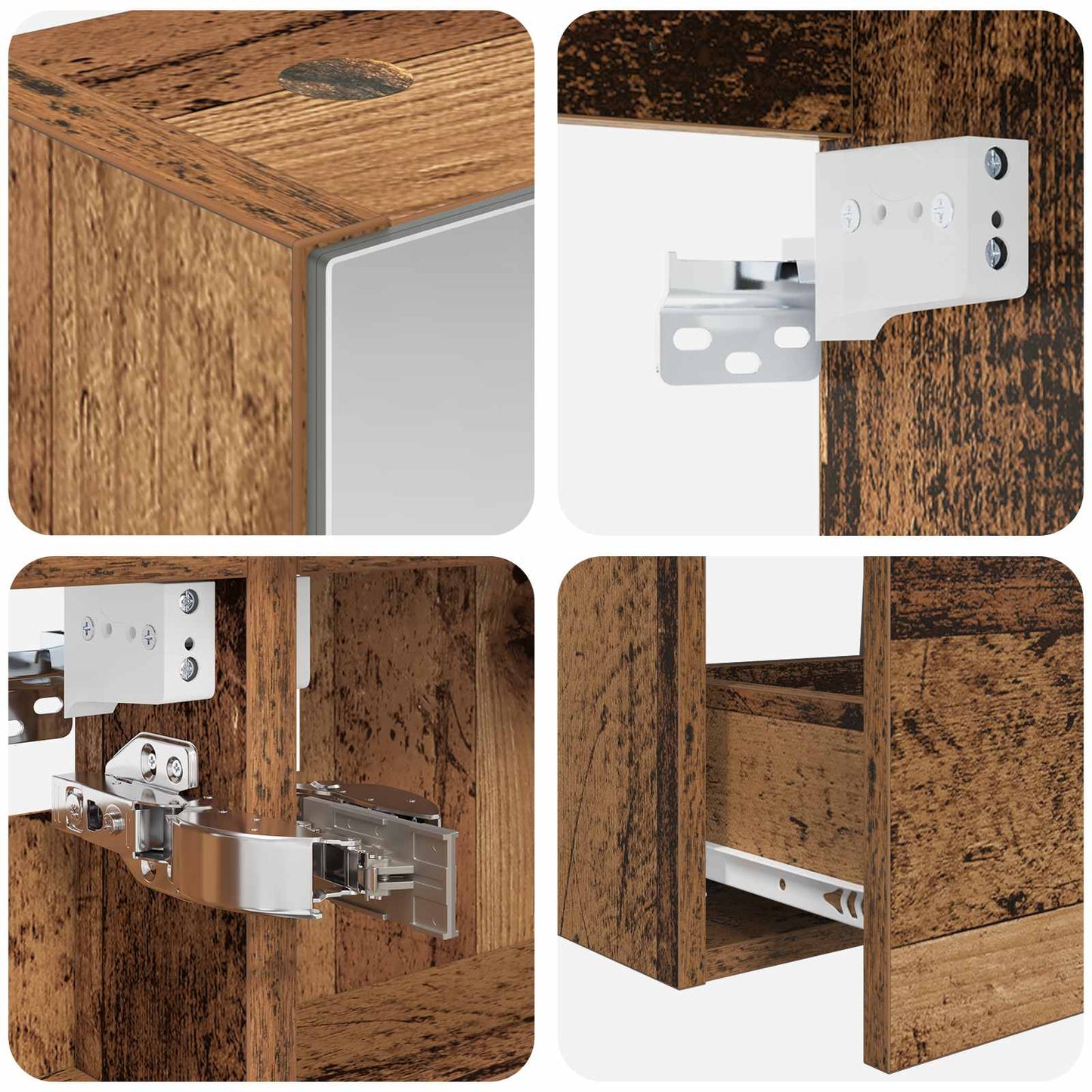 Bathroom Furniture Set 5 pcs Old Wood Engineered Wood and Glass