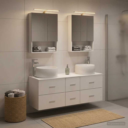 Bathroom Furniture Set 5 pcs White Engineered Wood and Glass