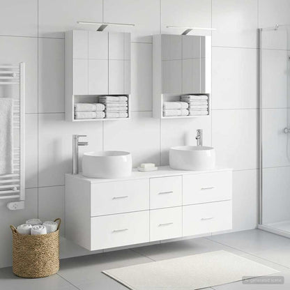 Bathroom Furniture Set 5 pcs White Engineered Wood and Glass