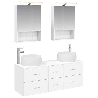 Bathroom Furniture Set 5 pcs White Engineered Wood and Glass
