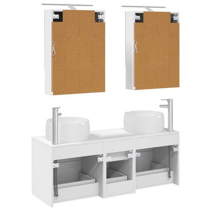 Bathroom Furniture Set 5 pcs White Engineered Wood and Glass