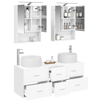 Bathroom Furniture Set 5 pcs White Engineered Wood and Glass