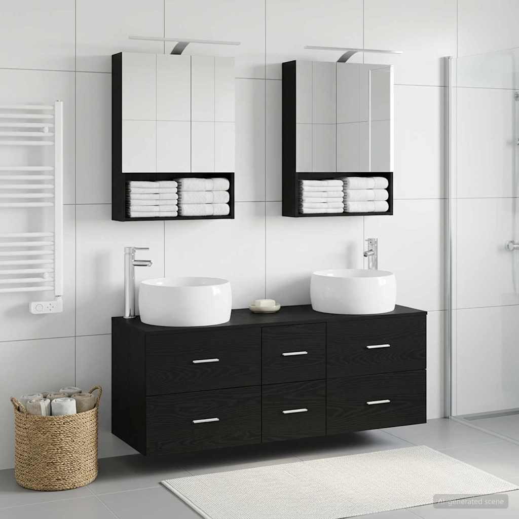 Bathroom Furniture Set 5 pcs Black Oak