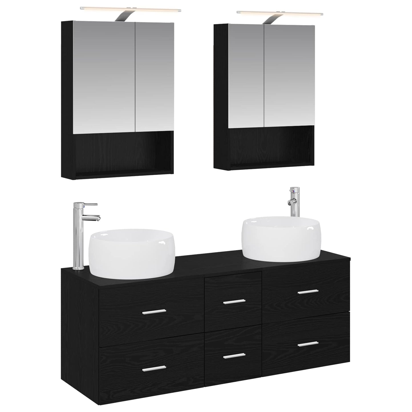Bathroom Furniture Set 5 pcs Black Oak