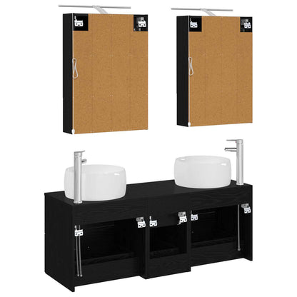 Bathroom Furniture Set 5 pcs Black Oak