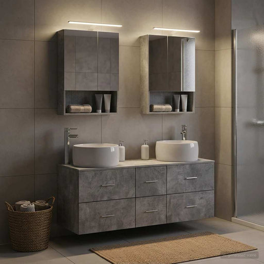 Bathroom Furniture Set 5 pcs Concrete Grey
