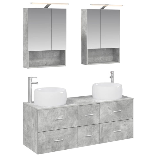 Bathroom Furniture Set 5 pcs Concrete Grey