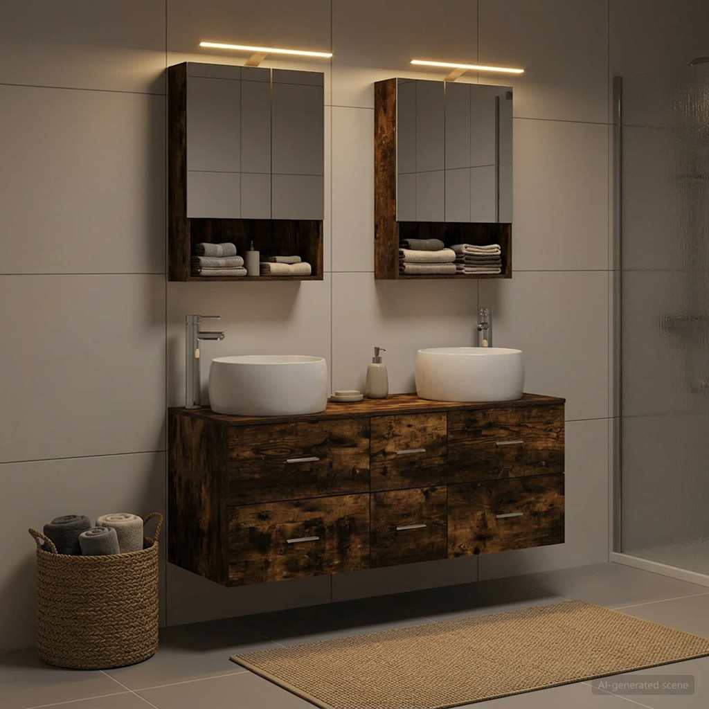 Bathroom Furniture Set 5 pcs Smoked Oak