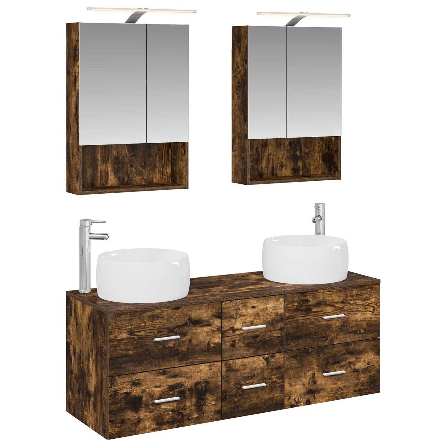 Bathroom Furniture Set 5 pcs Smoked Oak
