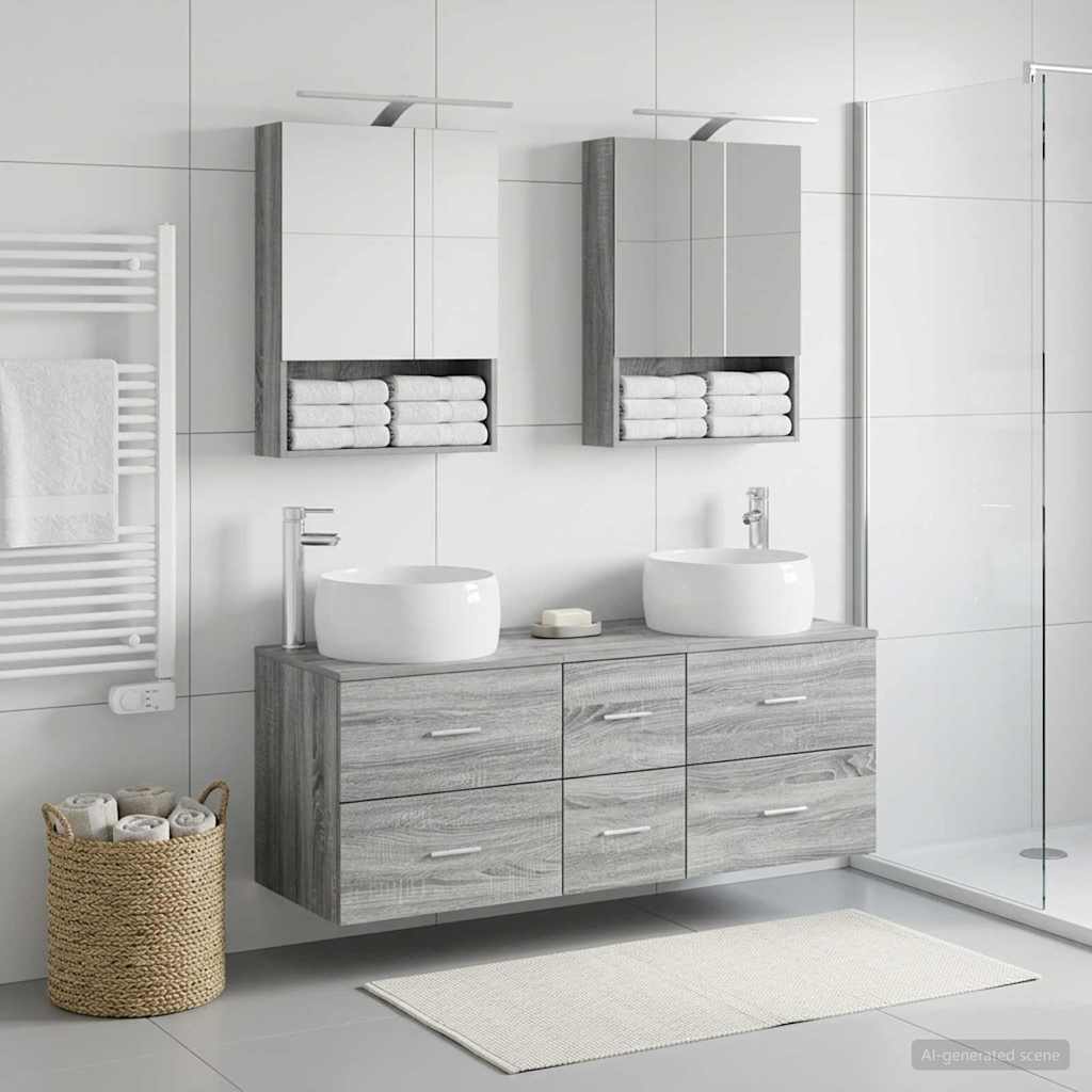 Bathroom Furniture Set 5 pcs Grey Sonoma