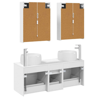 Bathroom Furniture Set 5 pcs White Engineered Wood and Glass
