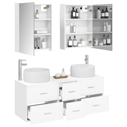 Bathroom Furniture Set 5 pcs White Engineered Wood and Glass
