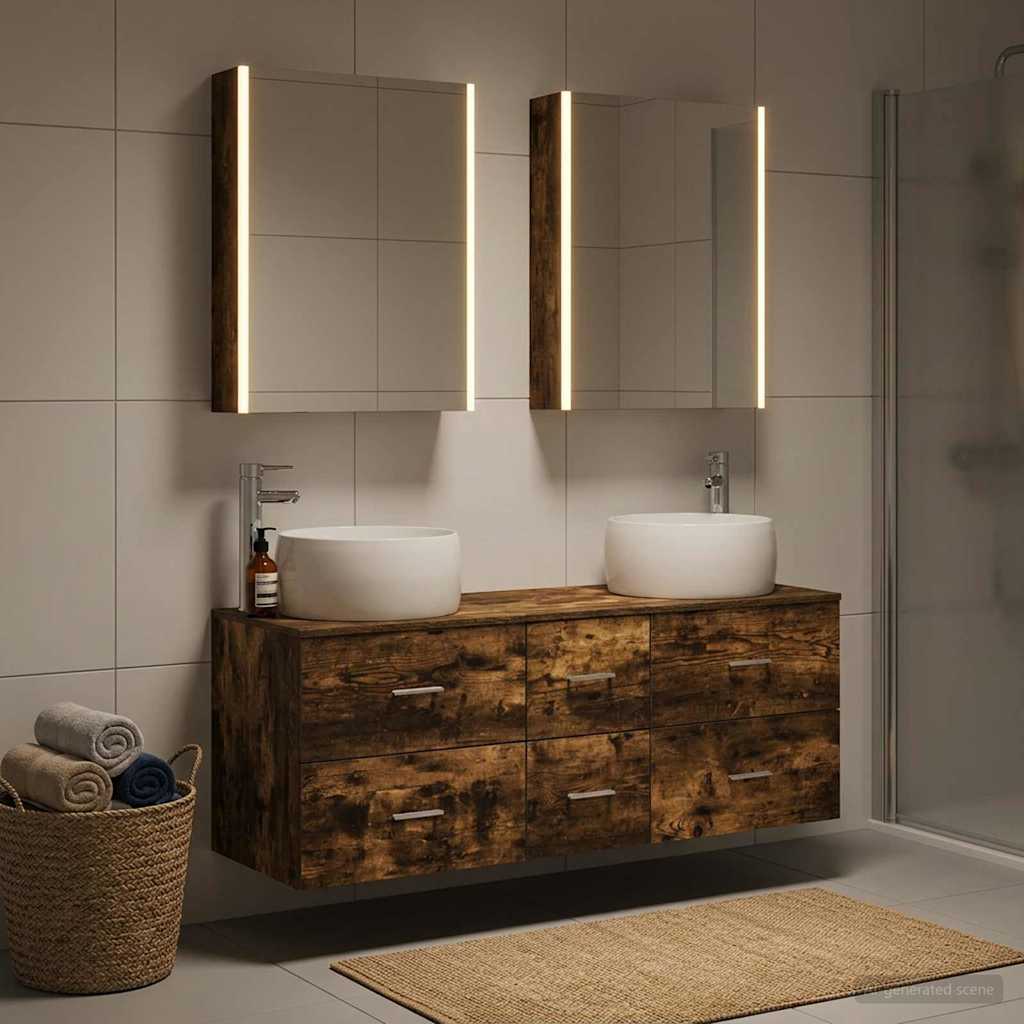 Bathroom Furniture Set 5 pcs Smoked Oak