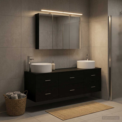 Bathroom Furniture Set 4 pcs Black Oak