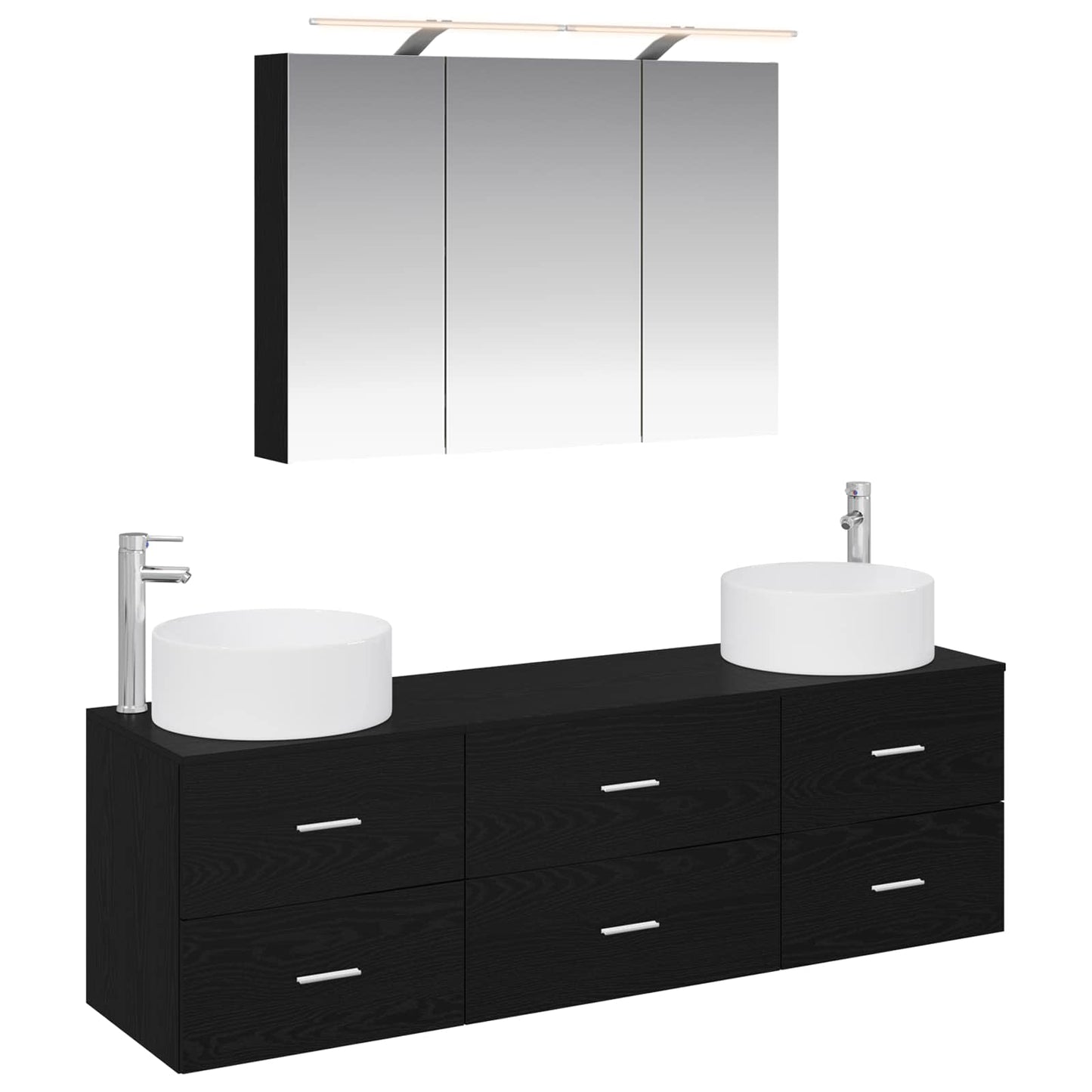 Bathroom Furniture Set 4 pcs Black Oak