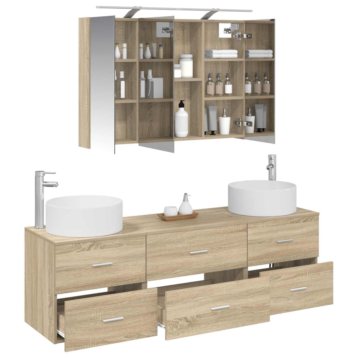Bathroom Furniture Set 4 pcs Sonoma Oak