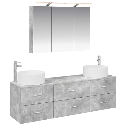 Bathroom Furniture Set 4 pcs Concrete Grey