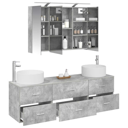 Bathroom Furniture Set 4 pcs Concrete Grey