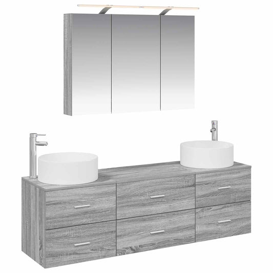 Bathroom Furniture Set 4 pcs Grey Sonoma