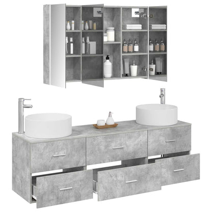 Bathroom Furniture Set 4 pcs Concrete Grey
