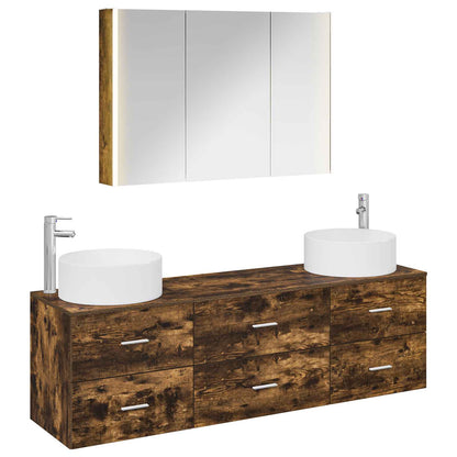 Bathroom Furniture Set 4 pcs Smoked Oak