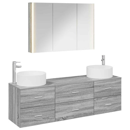 Bathroom Furniture Set 4 pcs Grey Sonoma