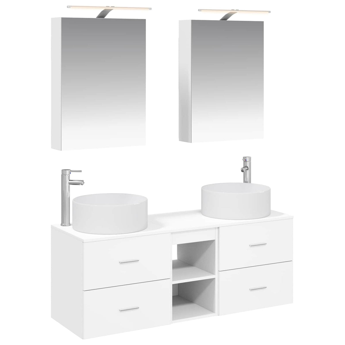 Bathroom Furniture Set 5 pcs White Engineered Wood and Glass