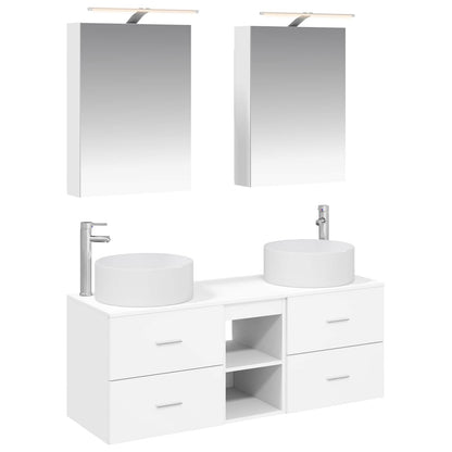 Bathroom Furniture Set 5 pcs White Engineered Wood and Glass