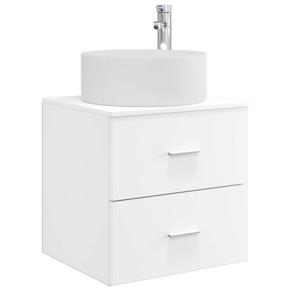 Bathroom Furniture Set 5 pcs White Engineered Wood and Glass