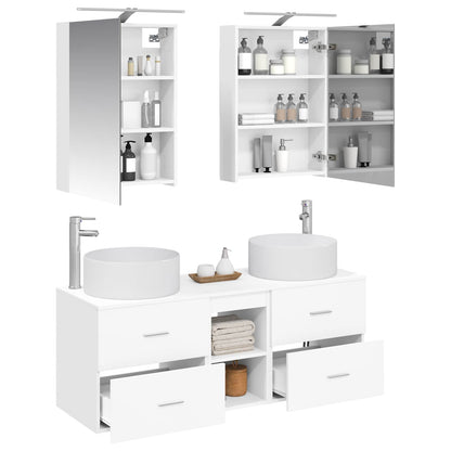 Bathroom Furniture Set 5 pcs White Engineered Wood and Glass