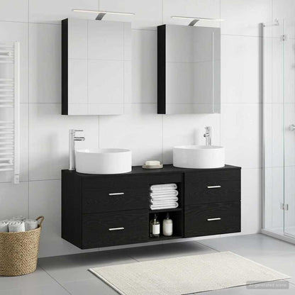 Bathroom Furniture Set 5 pcs Black Oak