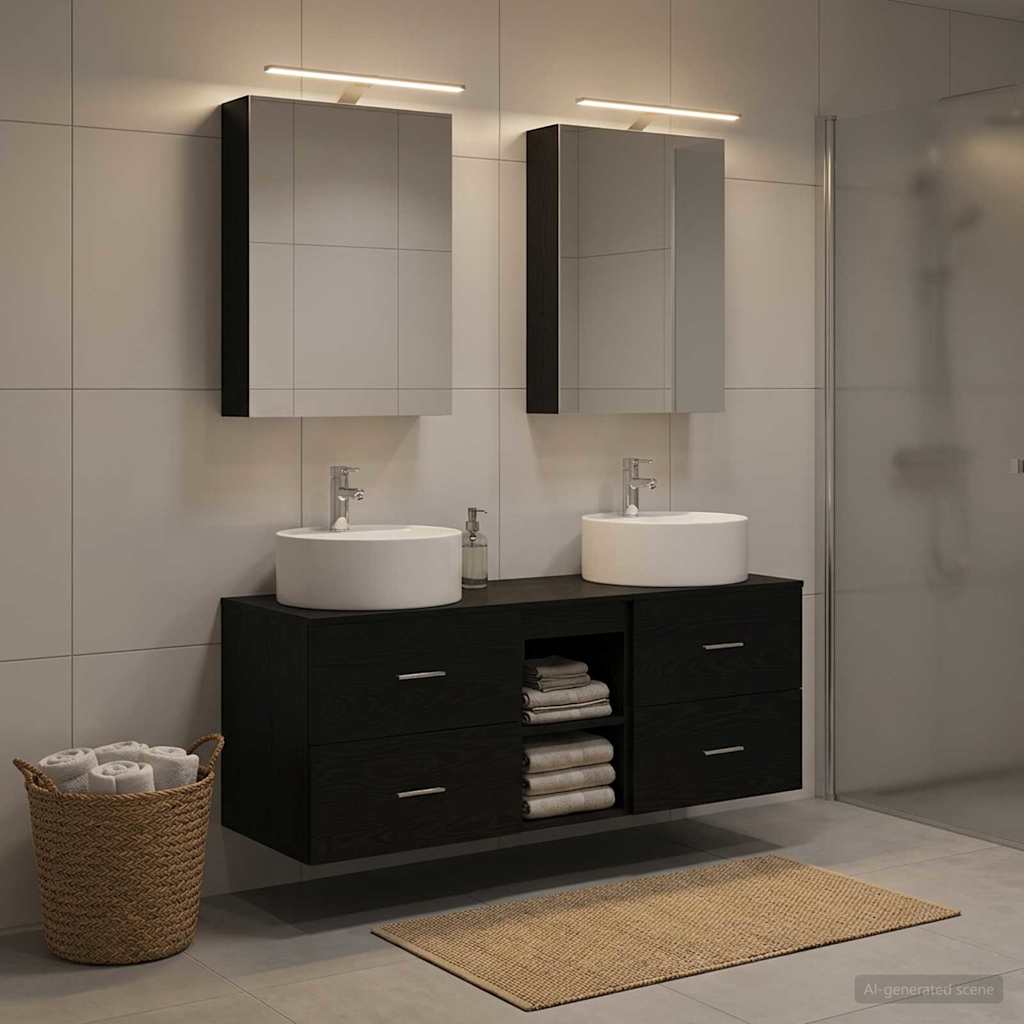 Bathroom Furniture Set 5 pcs Black Oak