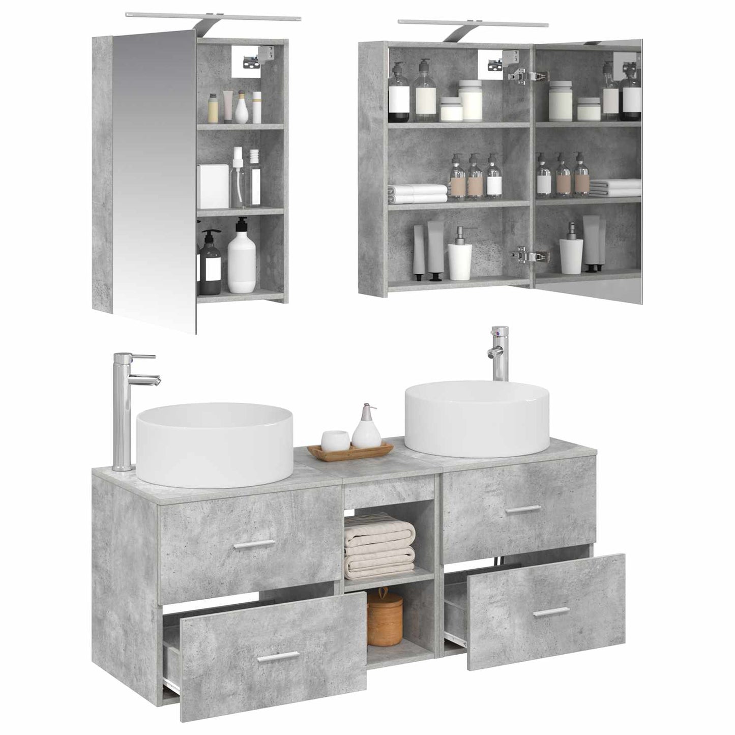 Bathroom Furniture Set 5 pcs Concrete Grey