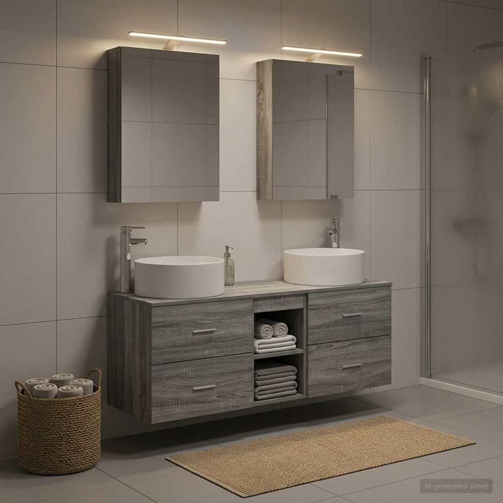 Bathroom Furniture Set 5 pcs Grey Sonoma