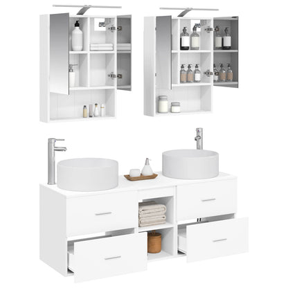 Bathroom Furniture Set 5 pcs White Engineered Wood and Glass