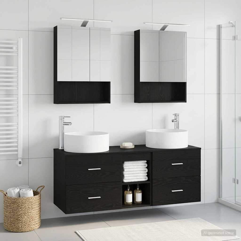 Bathroom Furniture Set 5 pcs Black Oak