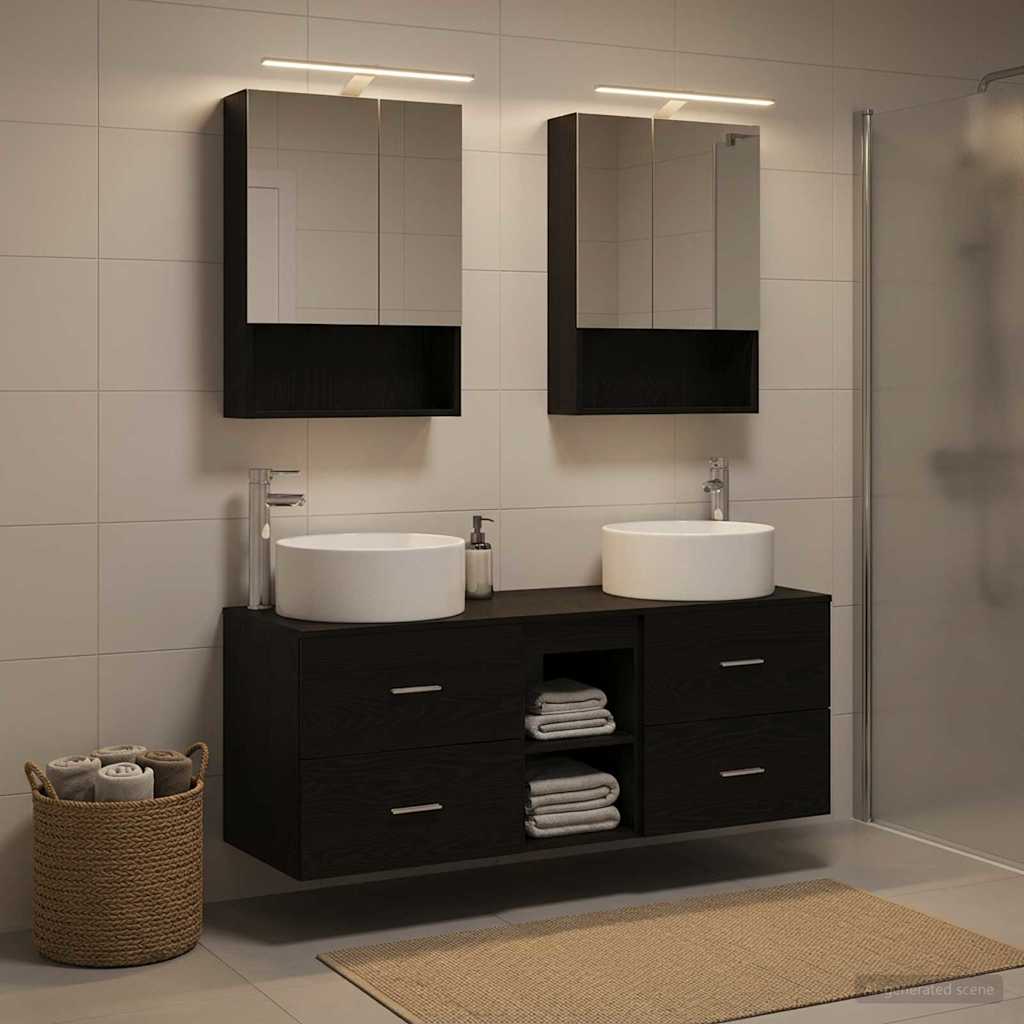 Bathroom Furniture Set 5 pcs Black Oak