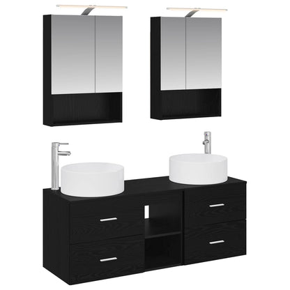 Bathroom Furniture Set 5 pcs Black Oak