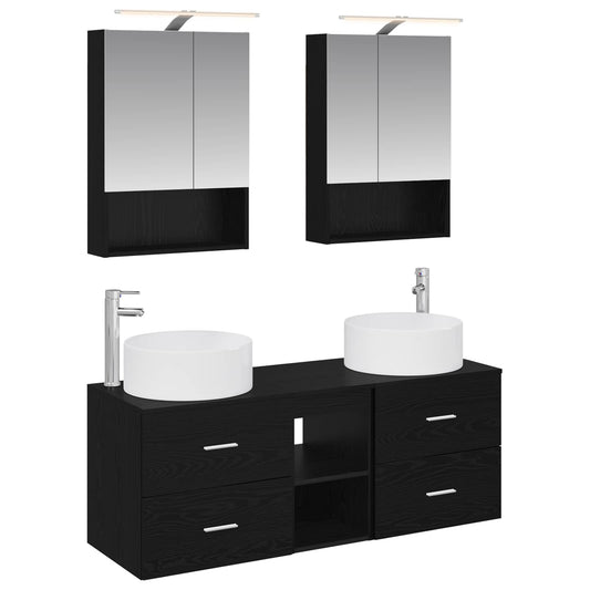 Bathroom Furniture Set 5 pcs Black Oak