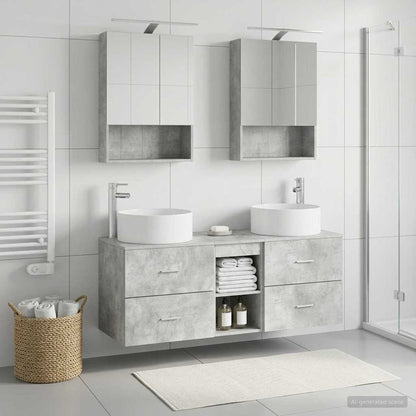 Bathroom Furniture Set 5 pcs Concrete Grey