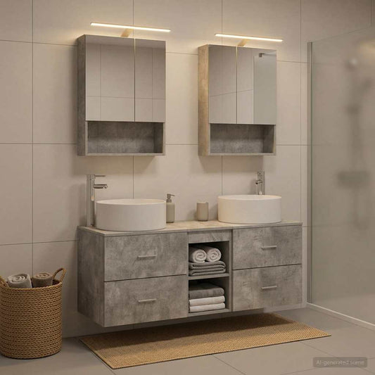 Bathroom Furniture Set 5 pcs Concrete Grey
