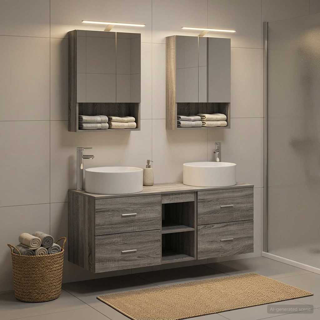 Bathroom Furniture Set 5 pcs Grey Sonoma