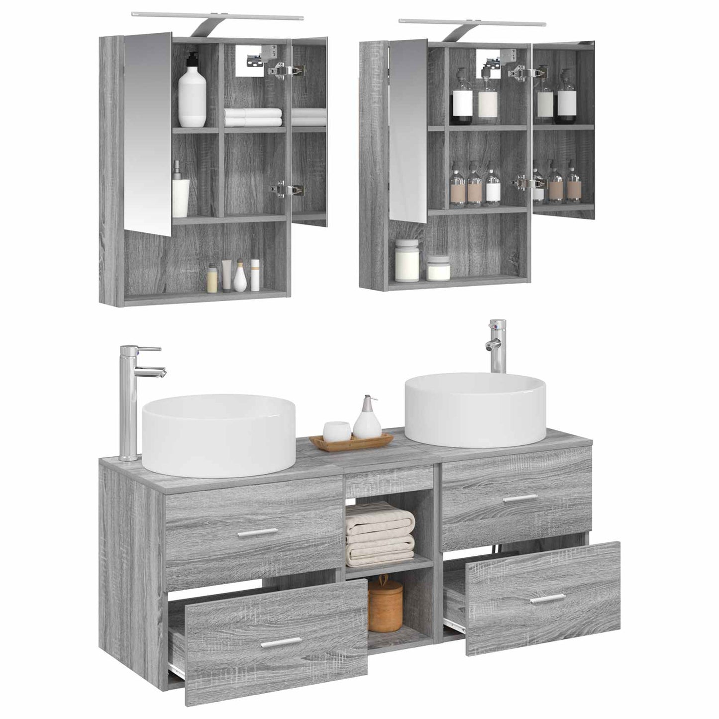 Bathroom Furniture Set 5 pcs Grey Sonoma