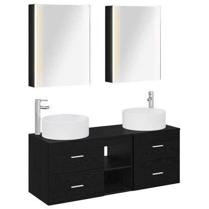 Bathroom Furniture Set 5 pcs Black Oak
