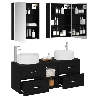 Bathroom Furniture Set 5 pcs Black Oak