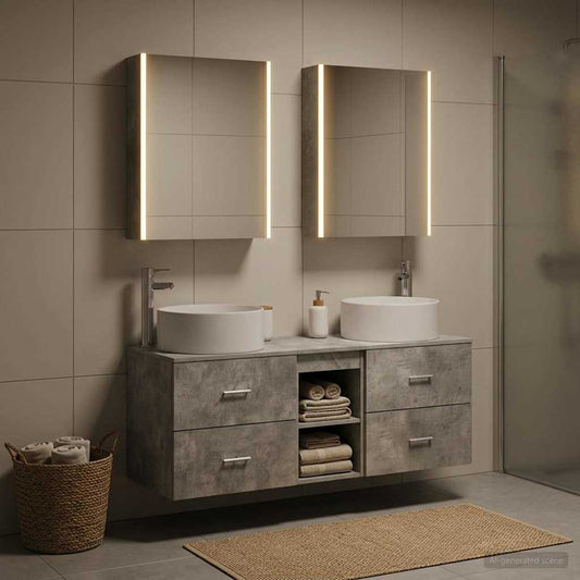 Bathroom Furniture Set 5 pcs Concrete Grey