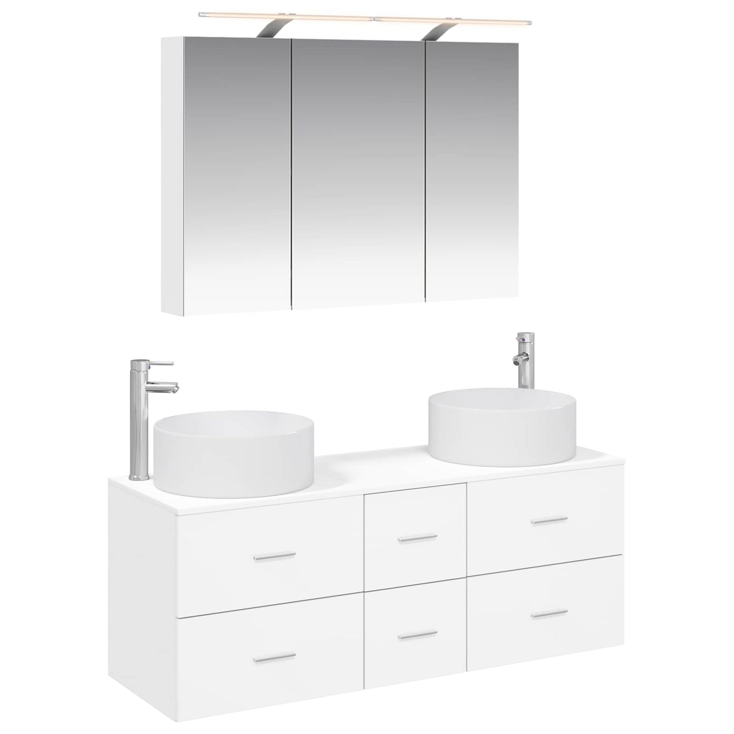 Bathroom Furniture Set 4 pcs White Engineered Wood and Glass