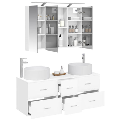 Bathroom Furniture Set 4 pcs White Engineered Wood and Glass